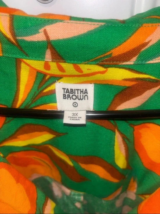 Tabitha Brown Green top with Orange and Floral Print - Picture 4 of 6